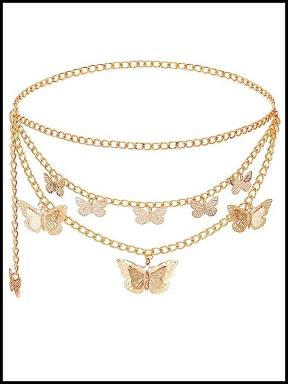 Multi-Layer Butterfly Waist Chain Alloy Hollow Pendant Body Chain